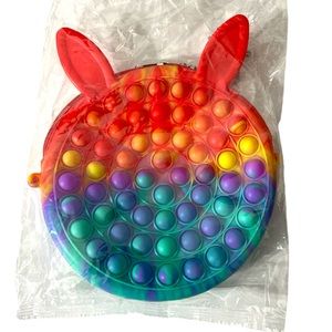 Pop Push Bubbles Bag Kids Rainbow Color Chain Strap Zipper Closure 1 Piece